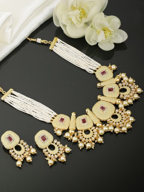 

Priyaasi Gold-Plated Stone-Studded & Beaded Jewellery Set