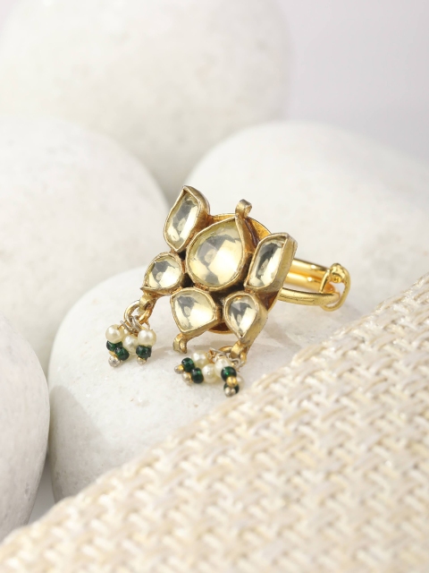 

Priyaasi Gold-Plated & White Kundan Studded Finger Ring