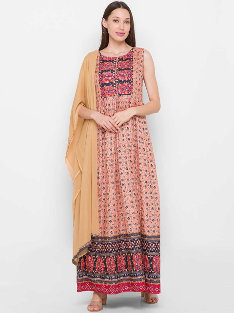 

ZOLA Women Beige Dyed Anarkali Kurta