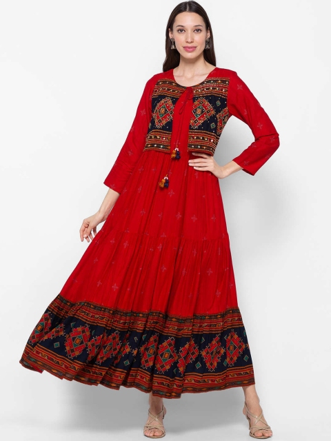 

ZOLA Women Red Embroidered Gotta Patti Anarkali Kurta