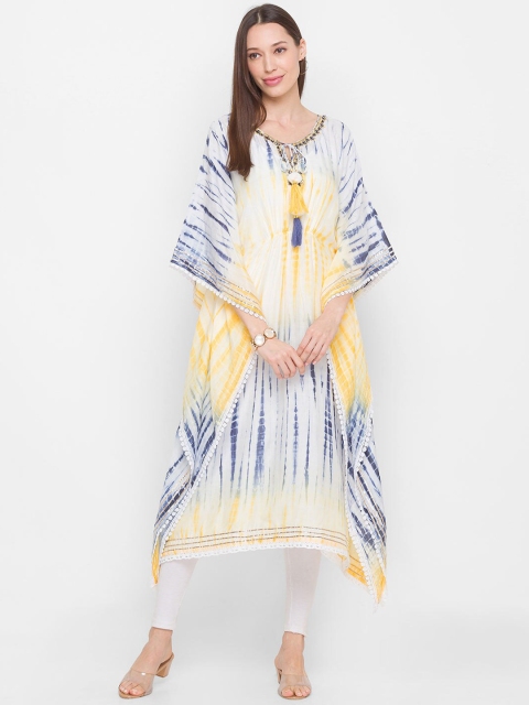 

ZOLA Women Yellow Dyed Flared Sleeves Kaftan Kurta