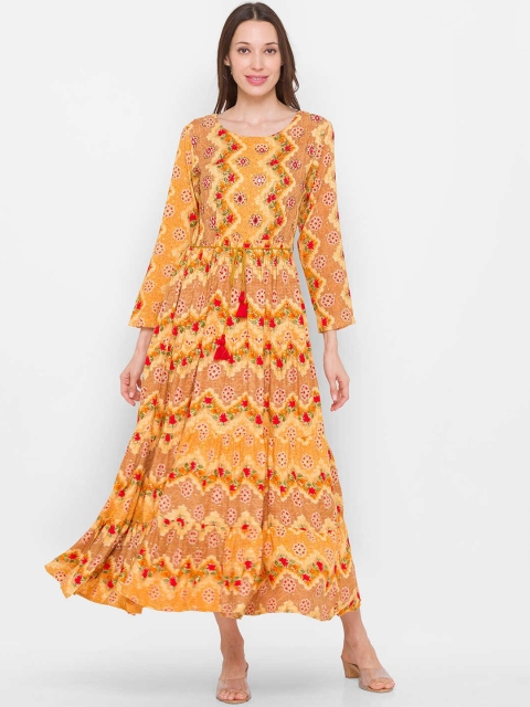 

ZOLA Women Mustard Yellow Ethnic Motifs Printed Anarkali Kurta