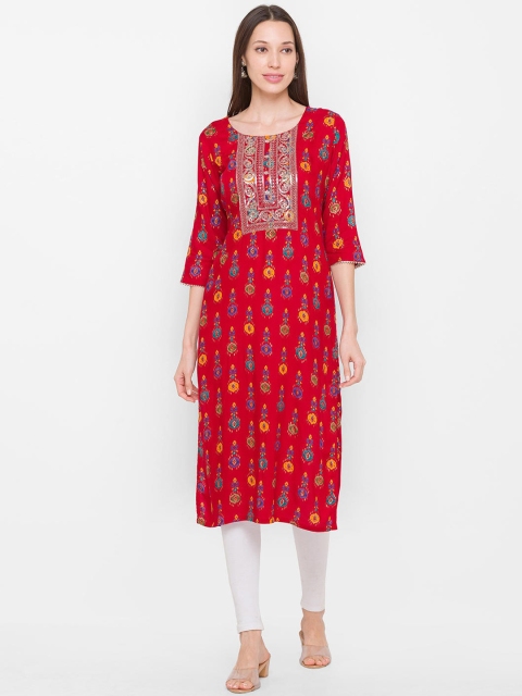 

ZOLA Women Red Ethnic Motifs Printed Kurta