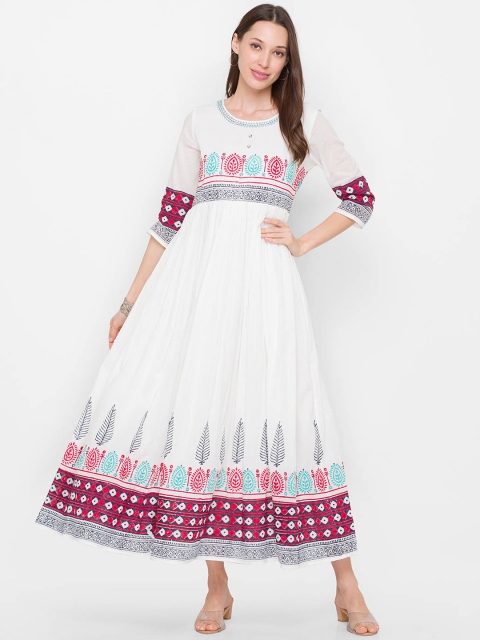 

ZOLA Women White Printed Anarkali Kurta