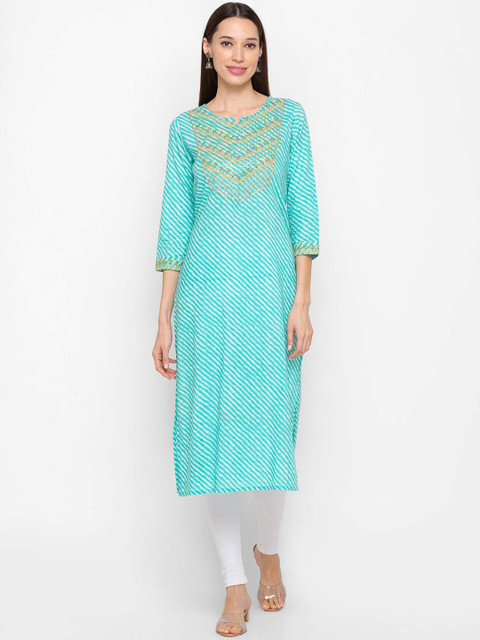 

ZOLA Women Green Geometric Thread Work Kurta