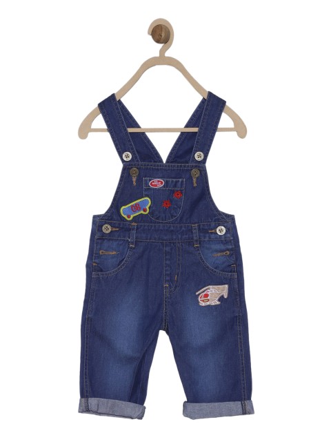 

612 league Infant Boys Blue Solid Cotton Denim Dungarees