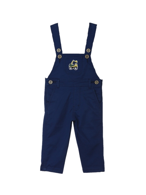 

612 league Infant Boys Navy-Blue Solid Cotton Twill Dungarees