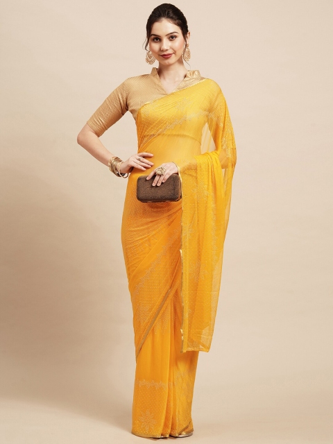 

Saree mall Yellow Chiffon Ethnic Geometric Casual Wear Saree