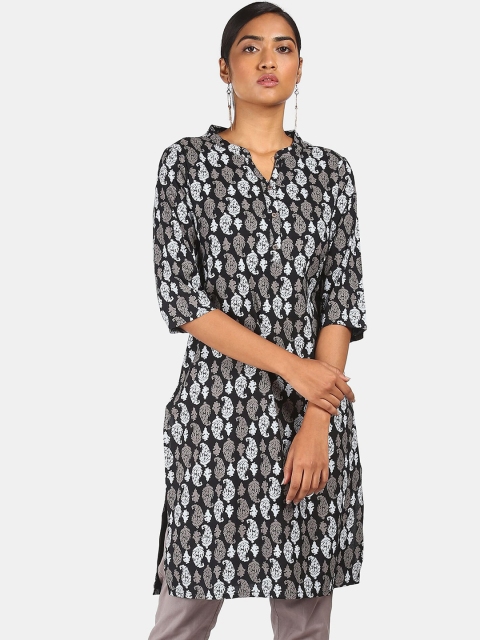 

Karigari Women Black Ethnic Motif Printed A-Line Kurta