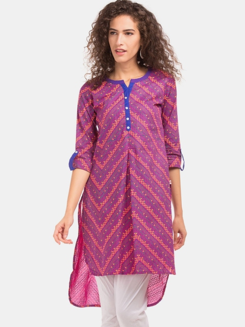 

Karigari Women Pink Geometric Thread Work Kurta