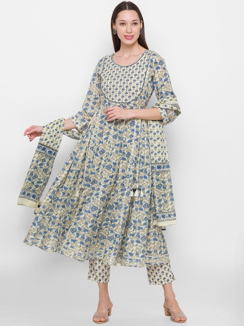 

ZOLA Women Blue Floral Printed Kurta with Trousers