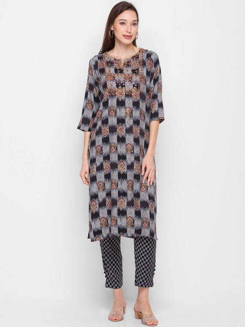 

ZOLA Women Black Ethnic Motifs Printed Kurta with Trousers