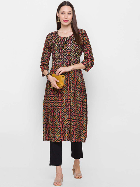 

ZOLA Women Black Ethnic Motifs Printed Kurta with Trousers
