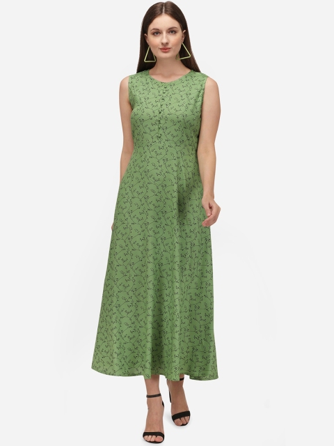 

KALINI Green Floral Ethnic A-Line Maxi Dress