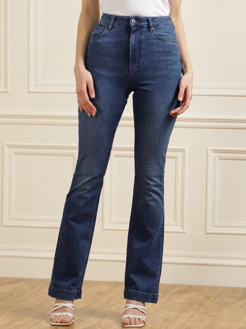

Ted Baker Women Blue Flared High-Rise Light Fade Cotton Jeans