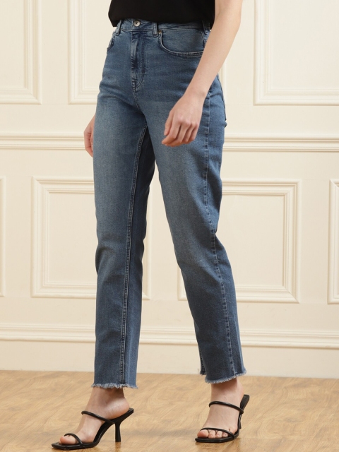 

Ted Baker Women Blue Straight Fit High-Rise Low Distress Light Fade Jeans