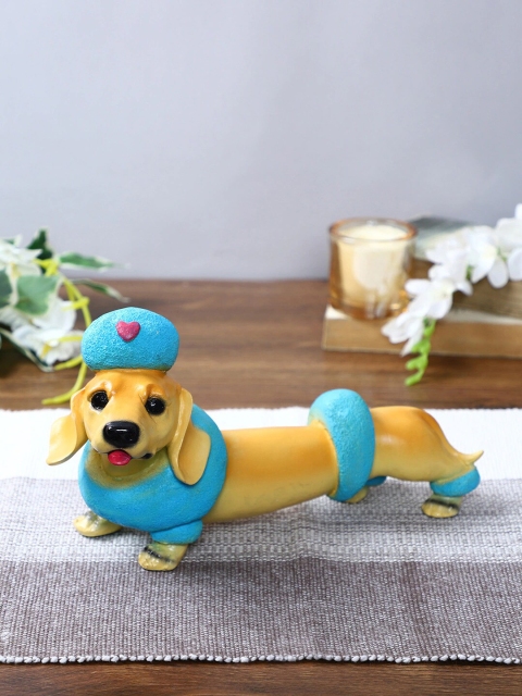 

TIED RIBBONS Blue & Orange Dog with Cap Statue Figurine Showpiece