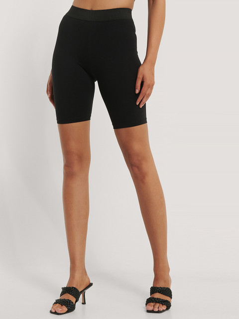 

NA-KD Women Black Solid Slim Fit Biker Shorts