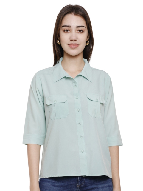 

DECHEN Women Green Casual Shirt