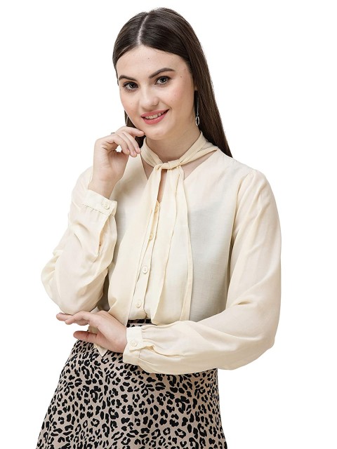 

DECHEN Women Cream-Coloured Casual Shirt