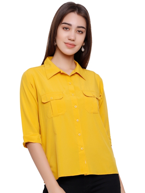 

DECHEN Women Yellow Casual Shirt