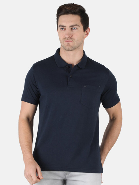 

Monte Carlo Men Navy Blue Polo Collar T-shirt