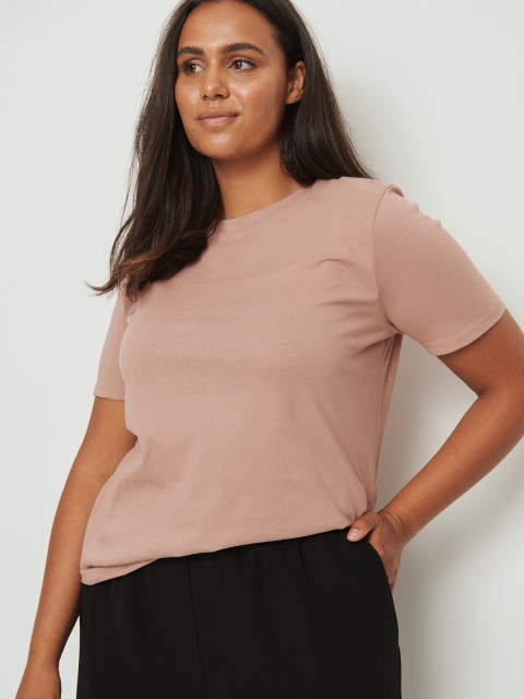 

NA-KD Plus Size Women Dusty Pink Organic Cotton T-shirt, Rose