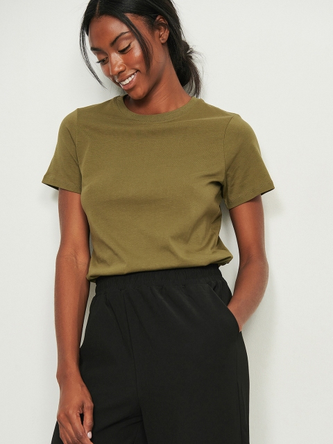 

NA-KD Women Olive Green Organic Cotton T-shirt