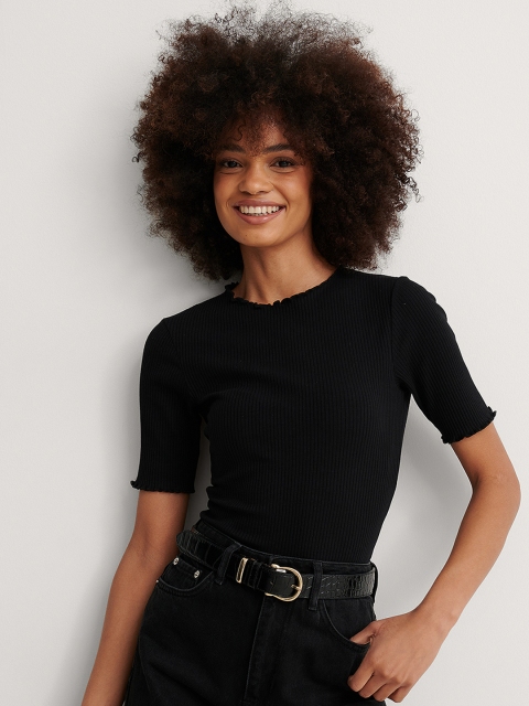 

NA-KD Black Ribbed Fitted Top