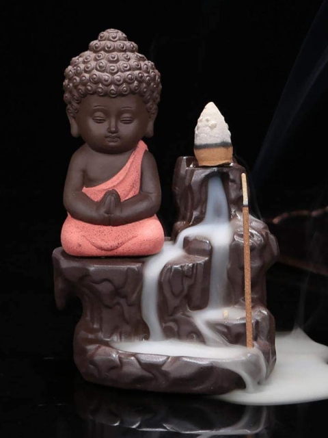 

Homesake Brown & Orange Buddha Backflow Smoke Fountain with 10 Incenses