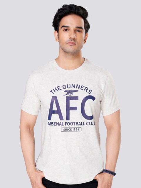 

Arsenal FC Men Grey Melange Arsenal: AFC Print Printed T-shirt