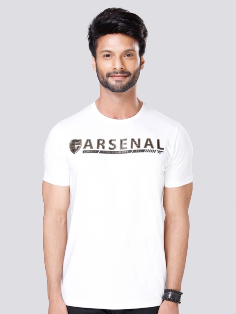 

Arsenal FC Men White Typography Applique T-shirt