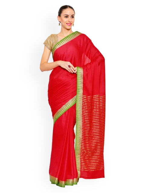 

MIMOSA Red Kanjeevaram Crepe & Art Silk Traditional Saree