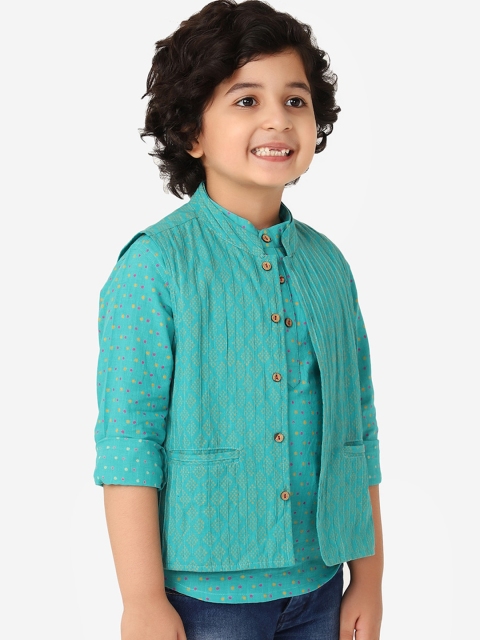 

Fabindia Boys Teal Printed Shirt