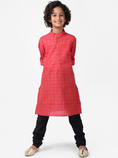 

Fabindia Boys Pink Ethnic Motifs Cotton Kurta