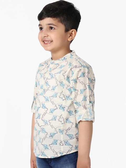 

Fabindia Boys White Printed Kurta