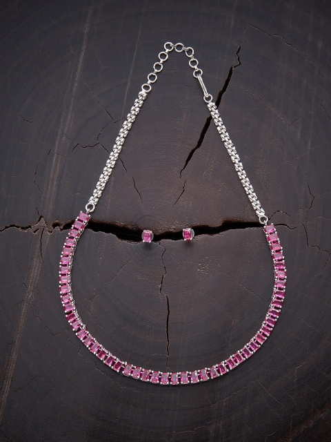 

Kushal's Fashion Jewellery Red & Silver-Plated Choker Necklace