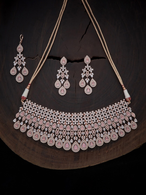 

Kushal's Fashion Jewellery Pink & White Rose Gold-Plated Jewellery Set