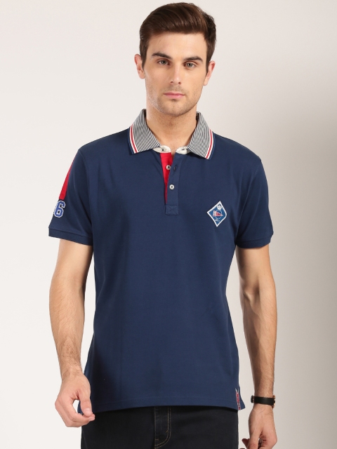 

Harvard Men Navy Blue Solid Polo T-shirt