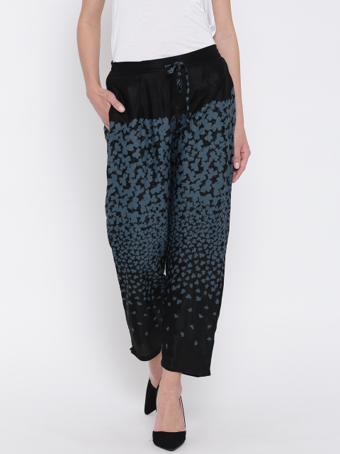 

Shree Women Black & Blue Printed Casual Trousers