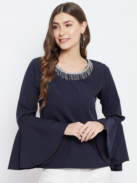 

PRINCINN MEYER Navy Blue Embellished Top