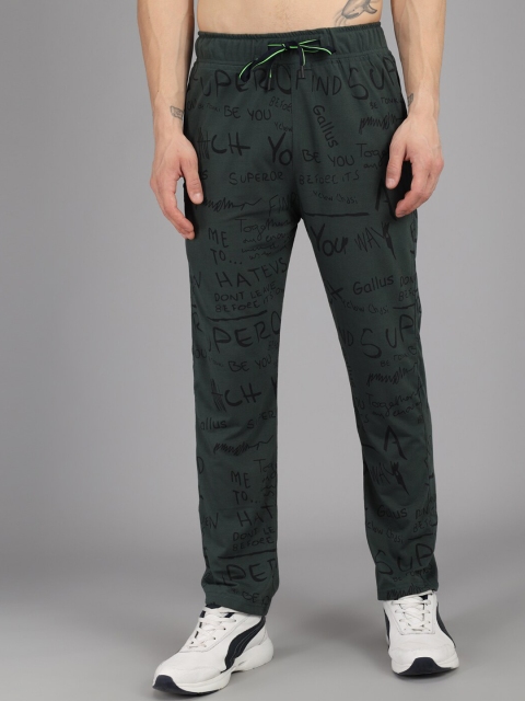 

Gallus Men Green Printed Cotton Slim-Fit Dry-Fit Track Pants