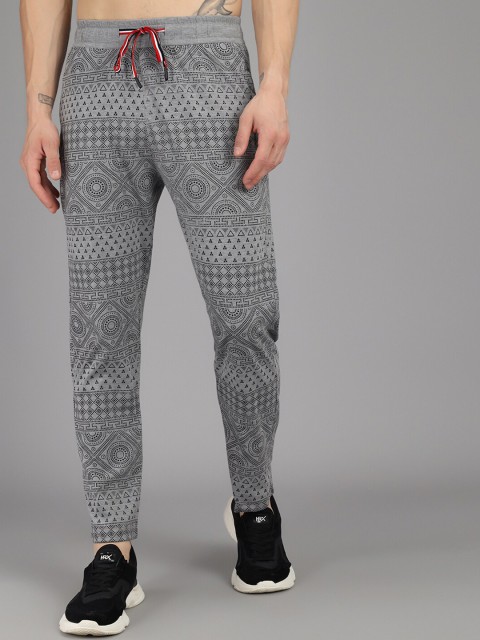 

Gallus Men Grey & Black Printed Dry-Fit Cotton Regular Fit Track Pants