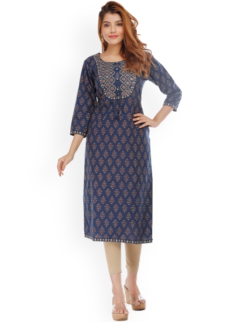 

KALINI Women Navy Blue & patriot blue Printed Kurta