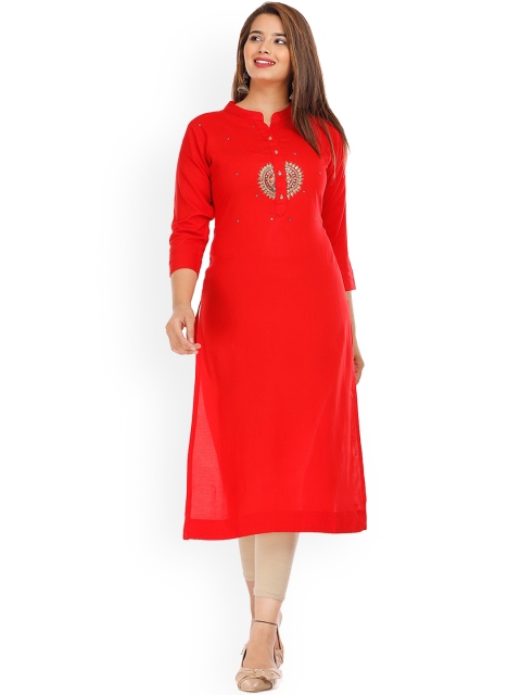 

KALINI Women Red Yoke Design Kurta