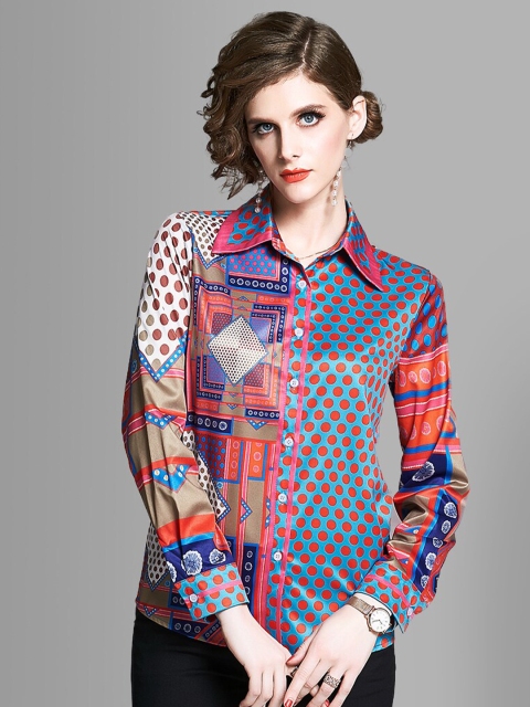 

JC Collection Women Multicoloured Polka Dots Casual Shirt, Multi
