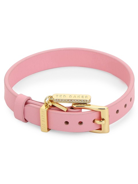 

Ted Baker Women Pink Solid Leather Bracelet, Gold