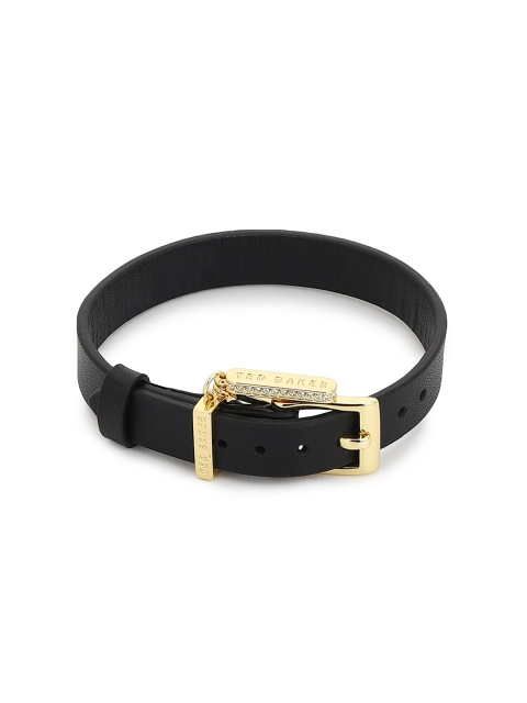 

Ted Baker Women Black Solid Leather Bracelet, Gold