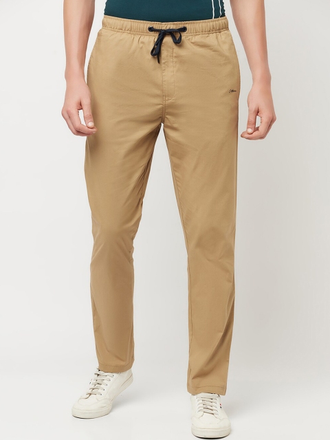 

Octave Men Khaki-Coloured Solid Cotton Track Pants