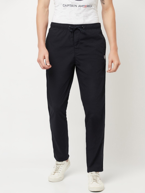 

Octave Plus Size Men Navy Blue Solid Regular Fit Cotton Track Pants
